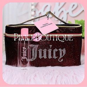 💗{Juicy Couture} Beautiful Burgundy Bling Signature Train Case | Makeup Bag!